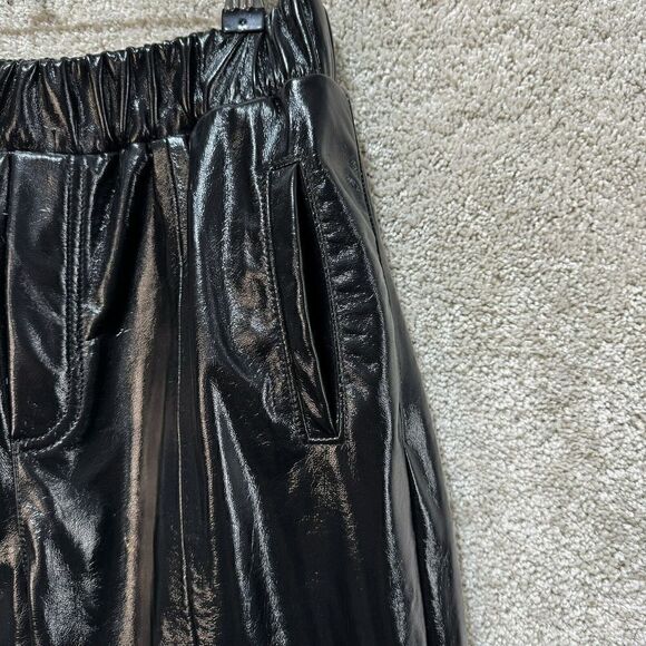 BlankNYC Black Pleather Wide Leg Pants Women's Medium Pull On High Rise Trousers - Picture 7 of 16